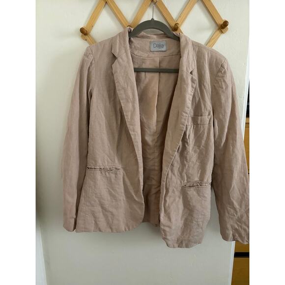 Anthropologie Blazer Women's Small Beige Dalia Linen Blend Open - Picture 1 of 7